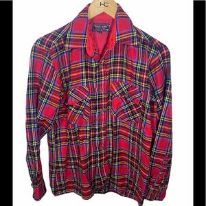 Vintage Men’s Woodland Flannel Shirt Plaid Red S